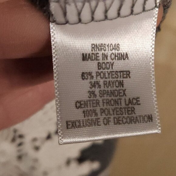 Vanity Grey White Lace Detail Tunic Top Medium - Picture 5 of 6